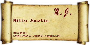 Mitiu Jusztin névjegykártya